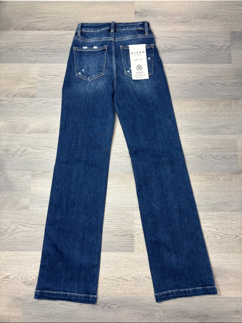 Risen Tummy Control High Rise Distressed Straight Jeans - size 1/25 NWT - Picture 5 of 9